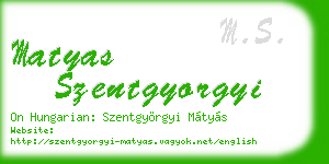 matyas szentgyorgyi business card